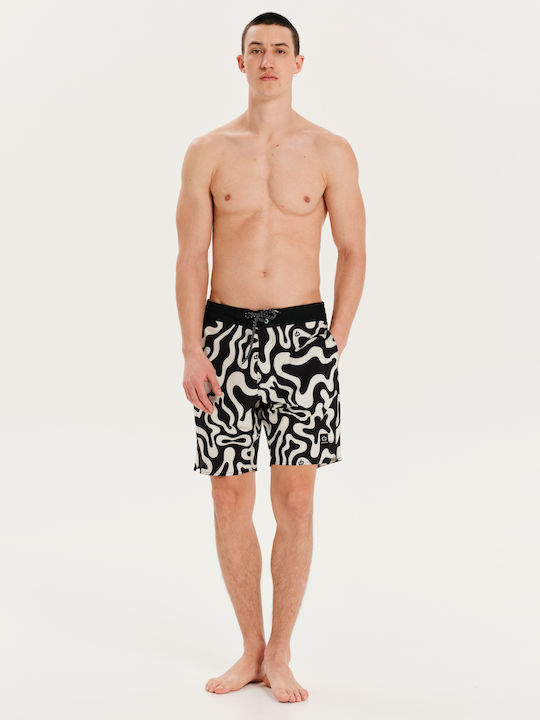 Men's Swimwear Bermuda Black with Patterns