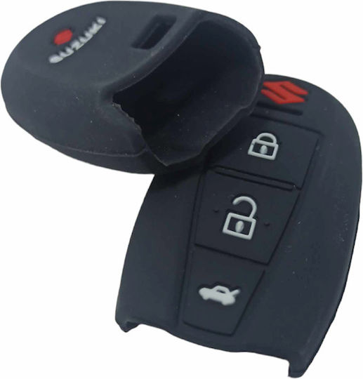 Silicone Car Key Cover Case with 3 Buttons for Universal / Suzuki Black