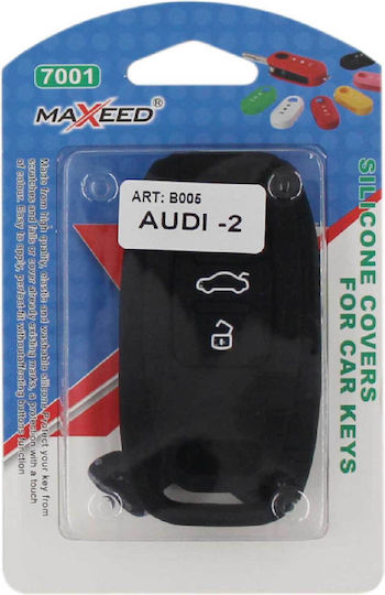 Silicone Car Key Cover Case Type-2 with 3 Buttons for Audi Black NG-