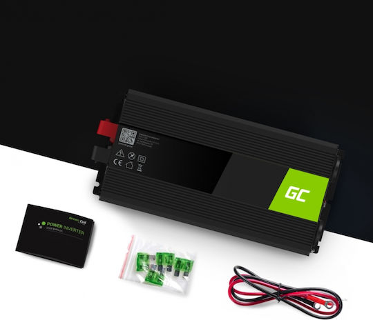 Green Cell Modified Sine Inverter Αυτοκινήτου Τροποποιημένου Ημιτόνου 1500W για Μετατροπή 12V DC σε 230V AC με 1xUSB