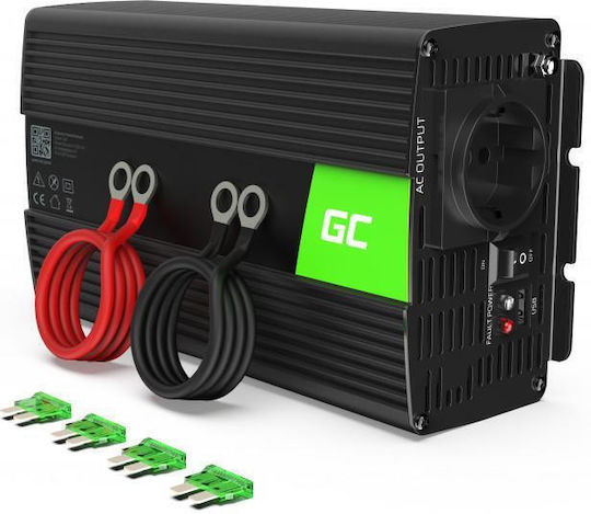 Green Cell Modified Sine Inverter Αυτοκινήτου Τροποποιημένου Ημιτόνου 1500W για Μετατροπή 12V DC σε 230V AC με 1xUSB