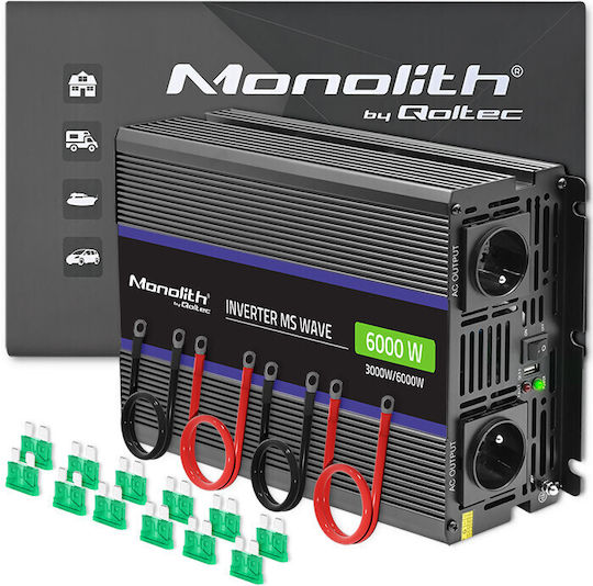 Qoltec Invertor Auto Modificat Sine Wave 6000W pentru Convertirea 12V DC în 230V AC