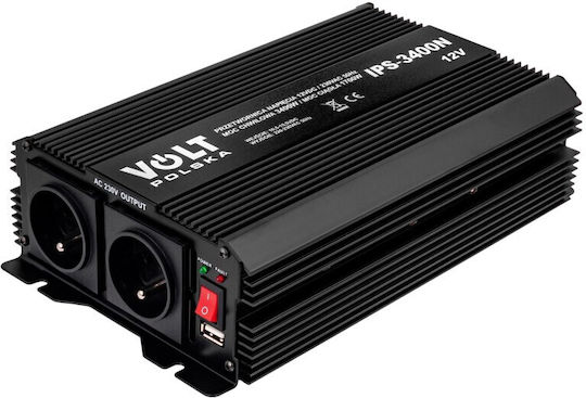 Volt Polska Inverter Αυτοκινήτου Τροποποιημένου Ημιτόνου 3400W για Μετατροπή 12V DC σε 230V AC