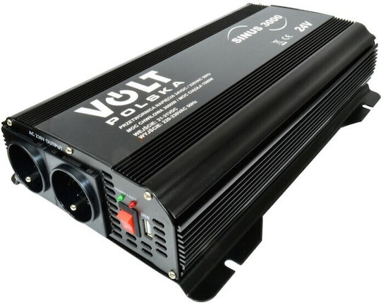 Volt Polska Car Power Inverter Pure Sinewave 1500W for Conversion of 24V DC to 230V AC