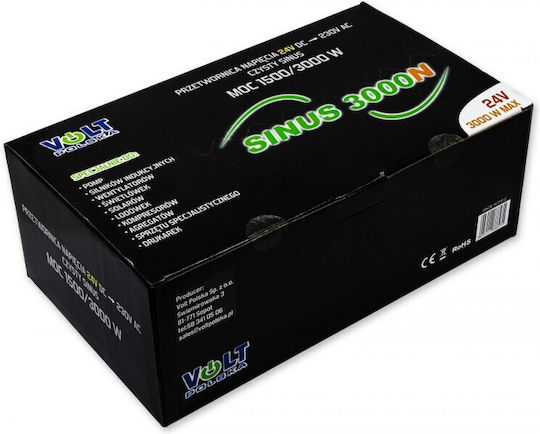 Volt Polska Car Power Inverter Pure Sinewave 1500W for Conversion of 24V DC to 230V AC