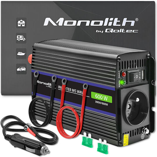 Qoltec Inverter Αυτοκινήτου Τροποποιημένου Ημιτόνου για Μετατροπή 12V DC σε 230V AC