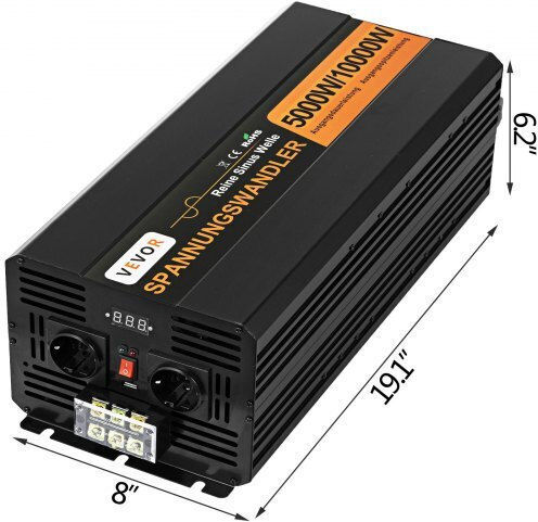 Vevor Inverter für Autos Reine Sinuswelle 5000W zur Umwandlung von 24V DC in 230V AC