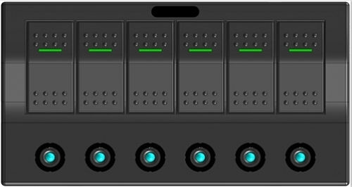 Eval Boat Switch with Panels Waterproof Safety Panel with 6 Switches