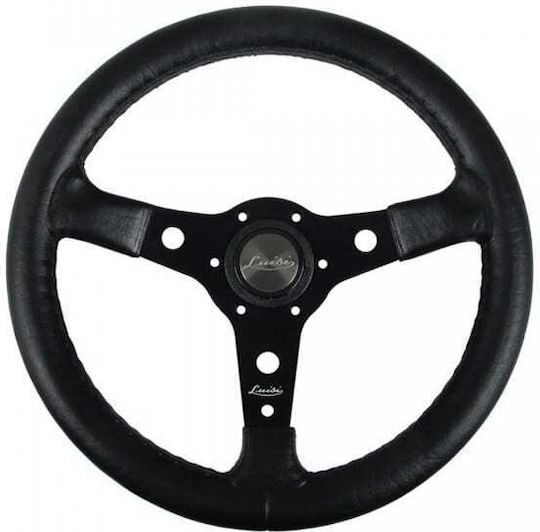 Luisi Versilia Polyurethane Three Spoke Car Steering Wheel with 35cm Diameter Black/Black