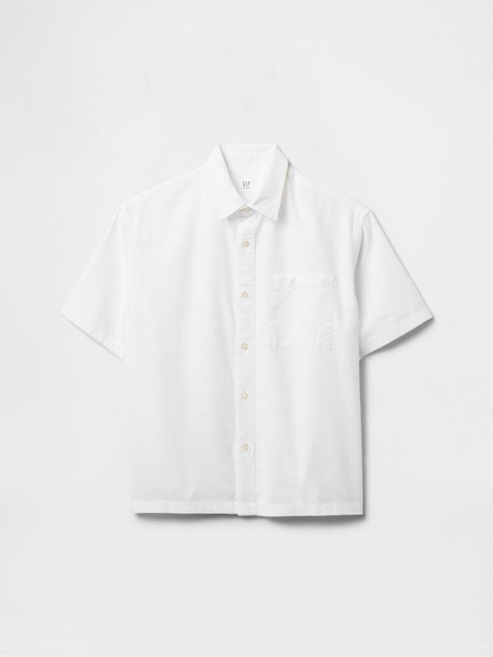 Kinder Hemd Kurzarm Leinen Off White