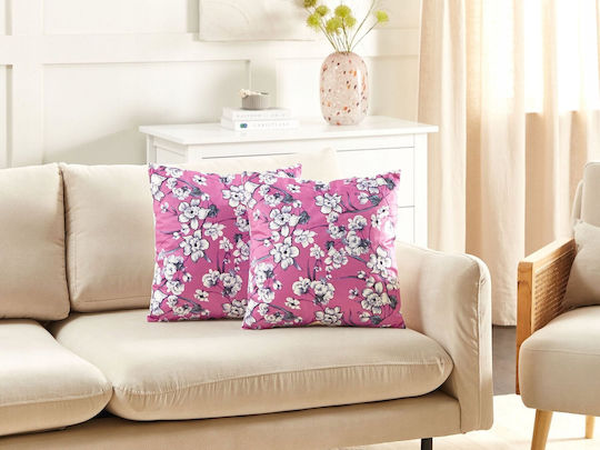 Velvet Embroidered Throw Pillows Fuchsia Koeleria 45 X 45 Cm Lumarko