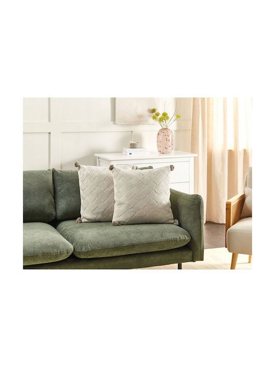Set 2 Cotton Cushions Beige Oberonia 45 X 45 Cm Lumarko