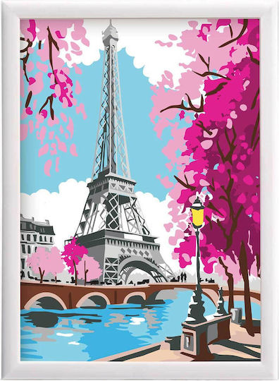 HappiHobbi Ζωγραφική Paint & Frame Paint By Numbers Spring Paris για Παιδιά 12+ Ετών