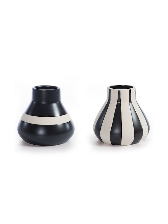 Dekorative Keramikvase Nef-nef Homeware Platense Schwarz 15,5x14,2