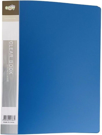 Groovy Clipboard Flexible with 20 plastic sleeves Slides for Paper A4 Blue 1pcs