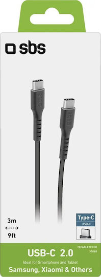 SBS USB 2.0 Cable USB-C male - USB-C Μαύρο 3m TECABLETCC3M