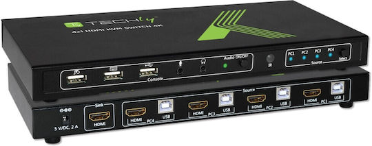 Techly 4x1 USB HDMI KVM Switch 4Kx2K