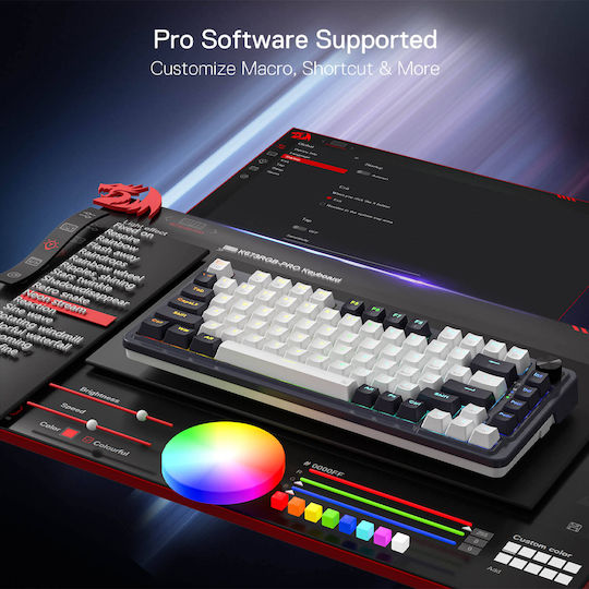 Redragon Geb K673WB-RGB-Pro Ασύρματο Gaming Μηχανικό Πληκτρολόγιο 75% με RGB φωτισμό (Αγγλικό US)