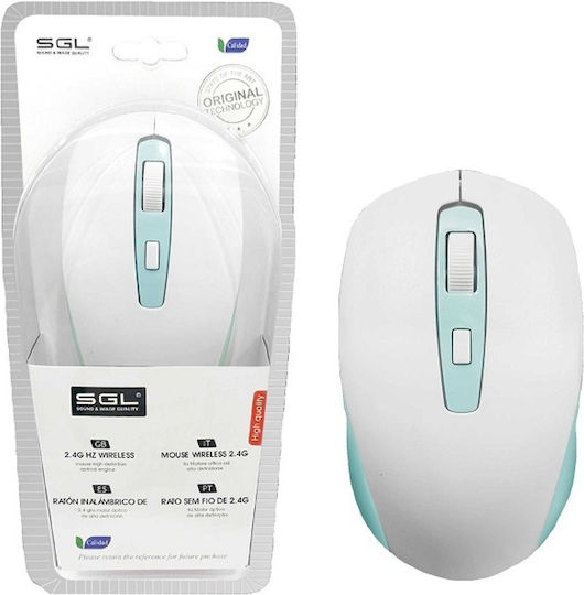 SGL K103 - 177272 Wireless Ergonomic Bluetooth Mouse White/Light Blue