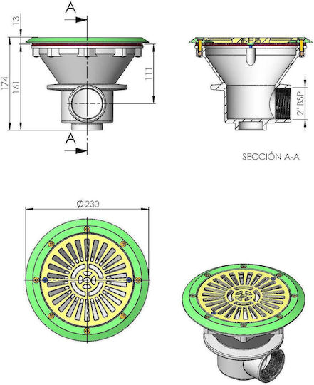 Astral Pool Аксесоари за басейн Кръгъл долен дренаж F210