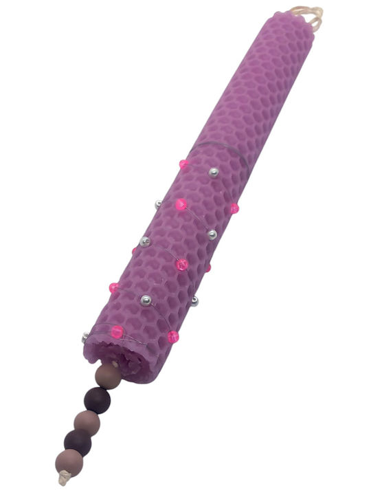 Easter Candle Round Scented and Handmade Pink from Beeswax