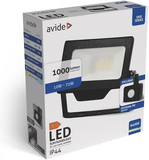 Avide Στεγανός Προβολέας LED 10W Ψυχρό Λευκό 6400K IP44