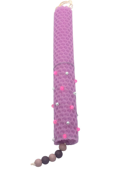 Easter Candle Round Scented and Handmade Pink from Beeswax