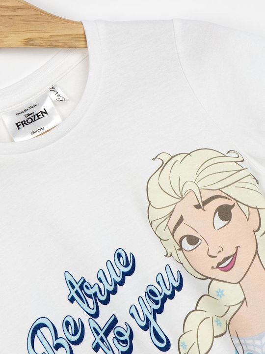 Bluza Pentru Copii Cu Mâneci Scurte Albă