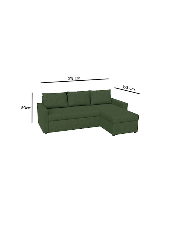 Concept Corner Couch Bed with Reversible Angle and Storage Space Cypress 218x153x80 cm