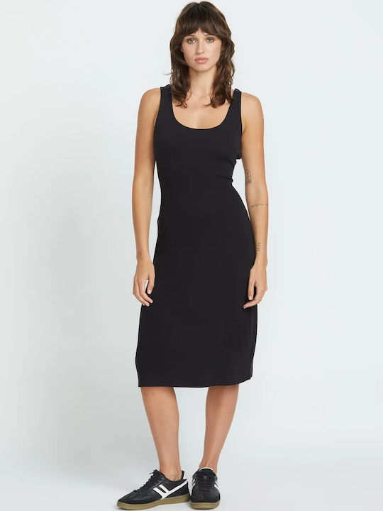 Rizzled Dress Midi Φόρεμα Μαύρο
