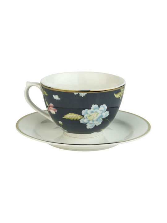 Laura Ashley Pinstripe Heritage Cup Cappuccino Porcelain Cobblestone 260ml