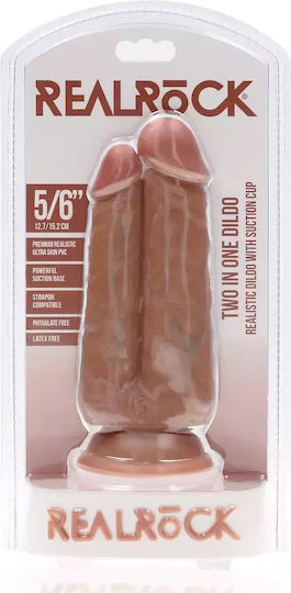 Shots Dildo Doppelter Dildo mit Hoden und Saugnapf Braune 15.2cm
