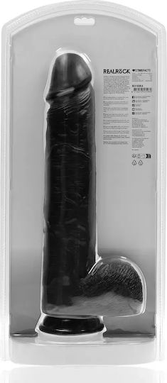 Shots Ρεαλιστικό Dildo με Όρχεις και Βεντούζα Μαύρο 38cm