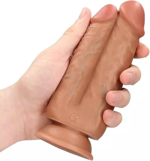 Shots Dildo Doppelter Dildo mit Hoden und Saugnapf Braune 15.2cm