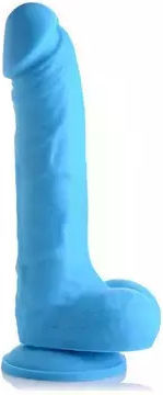 Curve Toys Glass Dildo with Scrotum Light Blue 18cm