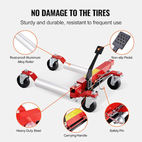 Vevor Wheel Dolly Heavy Duty Vehicle Positioning Tire Jack Car Lifter 1500 Lbs