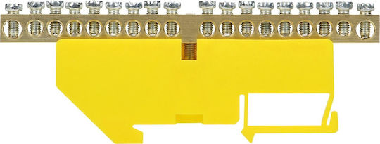 Pe Terminal Strip Th35 Rail 18 Wires Yellow