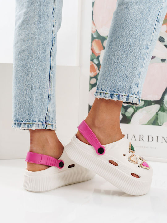 White Clogs Geometric Chic