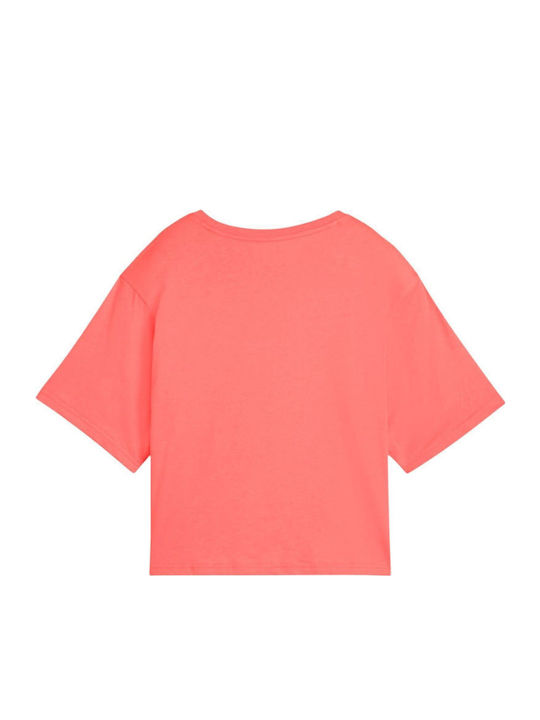 Logo Damen Sport Bluse Kurzärmelig Koralle