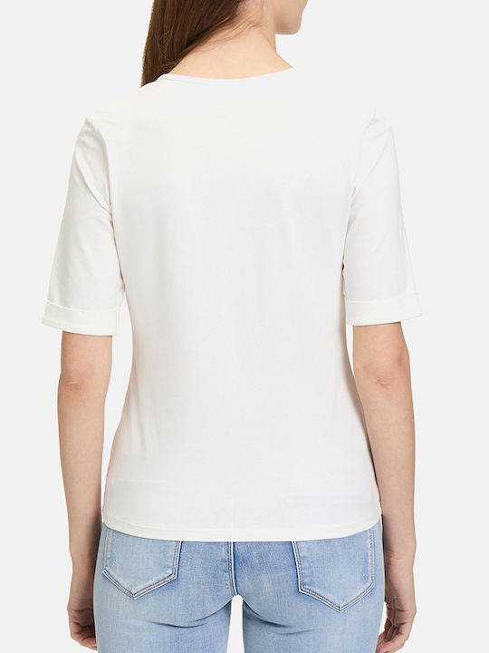 Damen Bluse Baumwolle Kurzärmelig OffWhite
