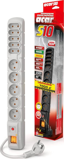 Acar Power Strip with Surge Protection 10 Positions with Cable 1.5m Gray