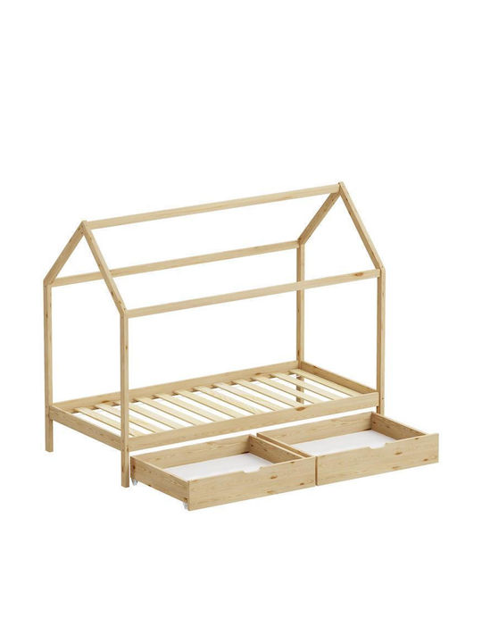 Kinderbett Einzeln mit Stauraum Beige für Matratze 90x190cm