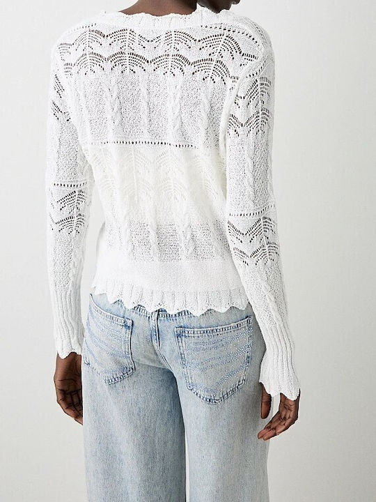 Women's Knitted Cardigan with Buttons White