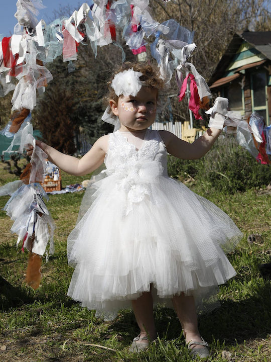 Bambolino Vanessa Ecru Baptism Dress Made of Tulle