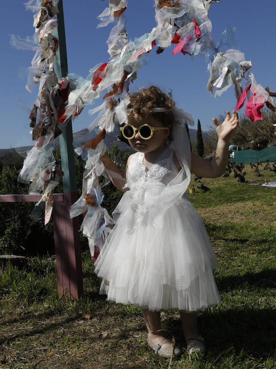 Bambolino Vanessa Ecru Baptism Dress Made of Tulle