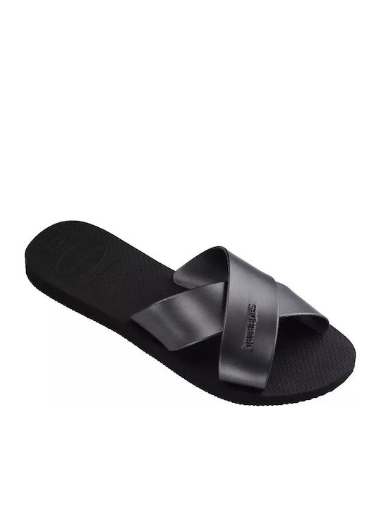 Aqua Metallic Slides In Black Colour