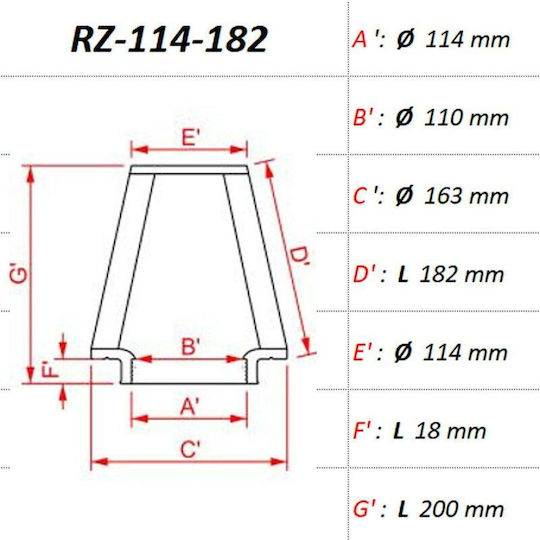 Dna Rz Series 114mm Inlet 200mm Length Air Filter Diameter Intake 114mm Airflow 12.100ltr/min Vehicles Up To 650hp Dna Filters Rz-114-182