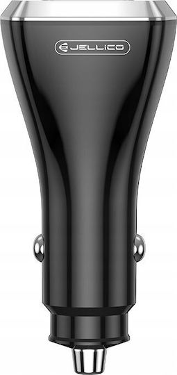 Jellico Car Charger 88.5W Fast Charging with Ports 1xUSB-A 2xUSB-C Black Color