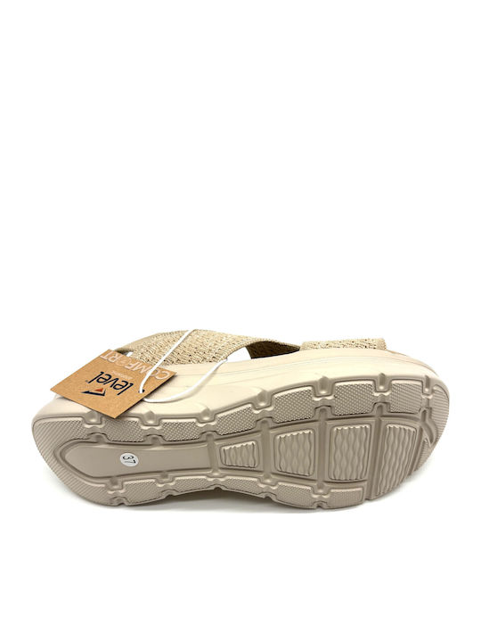 Flache Sandalen für Damen Anatomisch in Beige Farbe