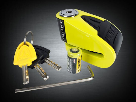 Auvray B-Lock 06 Motorcycle Disc Brake Lock with Alarm & 6mm Pin in Yellow